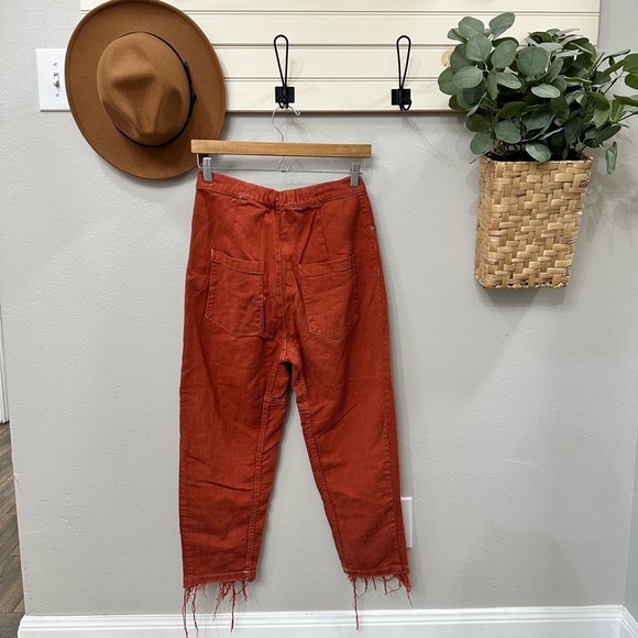 Zara TRF Collection Cotton Tencel High Rise Raw Hem Pants Size Medium - Picture 2 of 7